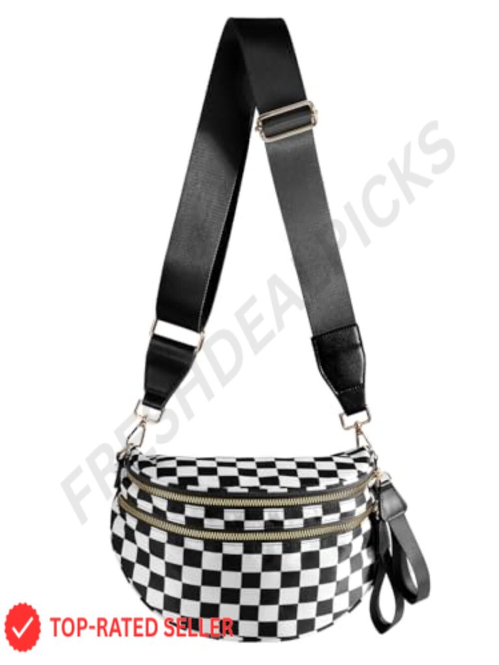 Checkered Crossbody Bag Fanny Pack Belt Bag with Adjustable Strap for Women